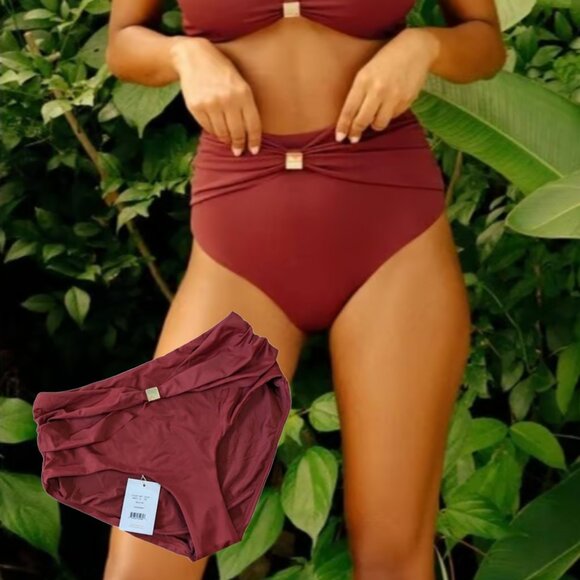 Andie Swim The Dalia Bottom Truffle Eco Nylon Size Medium - Picture 1 of 10